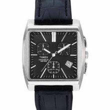 Timex Men's Premium Collection Black Dial Chronograph Leather Band Watch T22262