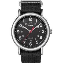 Timex Men's T2N647 Weekender Black Slip Thru Nylon Strap Watch