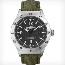 Timex Military Field Full Size Green/silver Wristwatch Fast Shipping