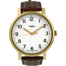Timex Premium Originals White Dial Patent Leather Mens Watch T2N473