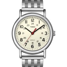 Timex T2N656 Mens Indiglo WEEKENDER Cream Silver Watch