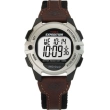 Timex Watch, Mens Digital Expedition Brown Leather and Black Canvas St
