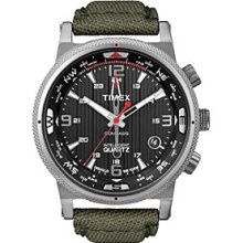Timex Watch, Mens Premium Intelligent Quartz Compass Green Canvas Stra