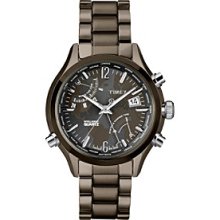 Timex Watch, Mens Premium Intelligent Quartz Fly World Time Gunmetal-T