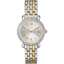 Timex Women's Crystal Accent Two-Tone Watch, Stainless Steel Bracelet