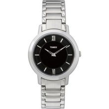 Timex Womens Elegant Black Dial Roman Numerals Stainless Steel Watch T2m543