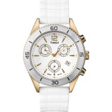Timex Women's Elevated Classics T2N827 White Silicone Quartz Watch