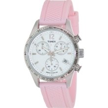 Timex Women's Kaleidoscope T2P063 Pink Rubber Analog Quartz Watch with White Dial