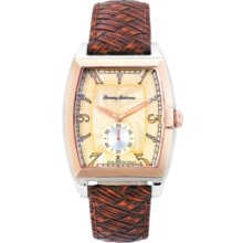 Tommy Bahama Mens Islander Dual Time Stainless Watch - Brown Leather Strap - Beige Dial - TB1220