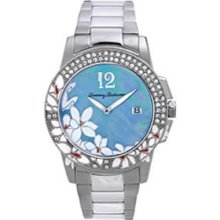 Tommy Bahama Womens Floral Crystal Analog Stainless Watch - Silver Bracelet - Pearl Dial - TB4043