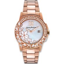 Tommy Bahama Womens Floral Crystal Analog Stainless Watch - Rose Gold Bracelet - Pearl Dial - TB4044
