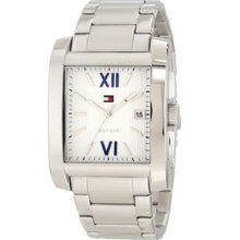 Tommy Hilfiger Men Classic Roman Numeral Enamel Dial Watch Steel Case Quartz