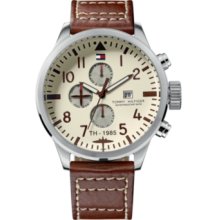 Tommy Hilfiger Watch, Mens Brown Leather Strap 1790684