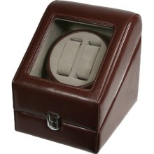 Top Quality Leather Automatic Double Watch Winder Box Pi-brn