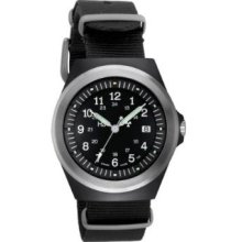 Traser Mens Type 3 Military Analog Stainless Watch - Black Nylon Strap - Black Dial - P5900.406.33.11