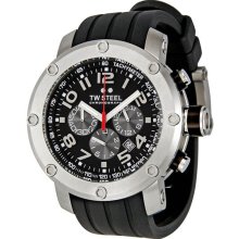 TW Steel Men's Stainless Steel Case Quartz Chronograph Black Dial Black Rubber Strap Date Display TW120