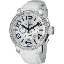 TW Steel Watches TW Steel Mens Mother of Pearl Dial White Leather Whit