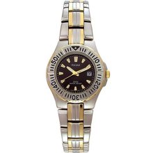 Two Tone Stainless Steel Black Dial Dress Watch