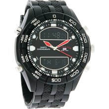U.S. Polo Assn Mens XL Formula Digital Quartz Chronograph Black Watch US9114