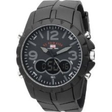 U.s. Polo Assn. Men's Analog-digital Quartz Black Dial Rubber Strap Watch