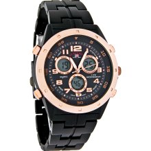 U.S. Polo Assn Mens Rose Gold & Black Finish Multi-Function Quartz Watch US8269