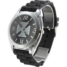 Unisex Cross Shaped Silicone Quartz Analog Wrist Watch (Black)