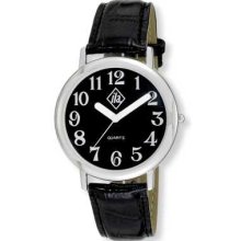 Unisex LV Silver Tone Watch Black Face White Numbers