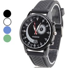 Unisex Rubber Analog Quartz Watch Wrist (Black)