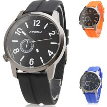 Unisex Silicone Analog Quartz Sport Wrist Watch (Silver)