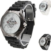 Unisex Skeleton Design Silicone Quartz Analog Wrist Watch (Assorted Colors)