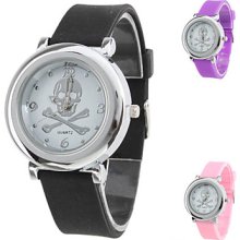 Unisex Skull Style Silicone Quartz Analog Wrist Watch (Assorted Colors)