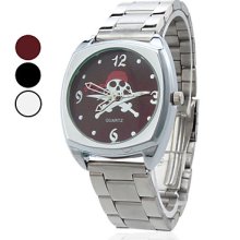Unisex Skull with Sword Steel Design Analog Quartz Wrist Watch (Assorted Colors)