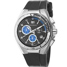 Unisex Stainless Steel Case Quartz Chronograph Black and Blue Dial