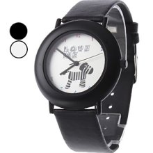 Unisex Zebra Style PU Quartz Analog Wrist Watch (Assorted Colors)