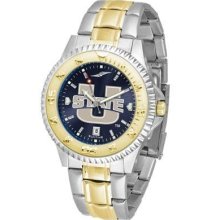 Utah State University UTU Men's Stainless Steel and Gold Tone Watch