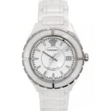 Versace Watches DV One Round Automatic Watch With Diamonds In White