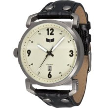 Vestal Men's Obr032 Observer Gunmetal Ion-Plated Case Bone Dial Leather Watch