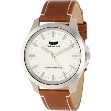 Vestal Womens Heirloom Analog Stainless Watch - Brown Leather Strap - White Dial - HER3L03