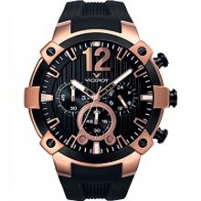 Viceroy Men's 47633-95 Rose Gold Chronograph Black Rubber Watch ...