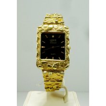 Vintage, Estate, Mens, Geneve, 10k Solid, Yellow Gold, Nugget, Watch