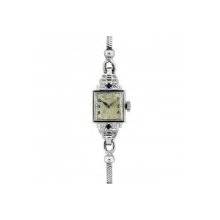 Vintage Hamilton White Gold Ladies Diamond Sapphire Watch