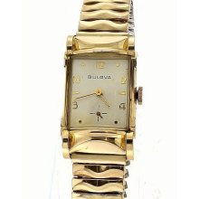 Vintage Mens Bulova 10k Rolled Gold Filled Tank Watch
