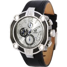 Vuarnet Mens Snowest Circular Stainless Watch - Black Leather Strap - Silver Dial - VUAV11.002