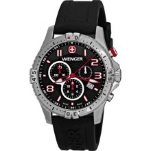 Wenger 77055 Men's Silicon Strap Black Dial Chronograph Watch