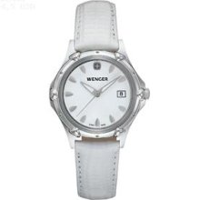 WENGER LADIES STANDARD ISSUE WHITE DIAL WHITE LEATHER STRAP Wenger Ladies Standard Issue White Dial White Leather Strap