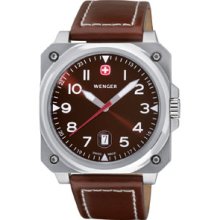 Wenger Mens Aerograph Cockpit Brown Dial Brown Leather Watch