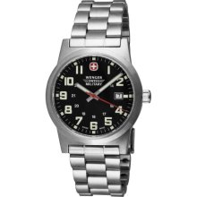 Wenger Men's Classic Field Black Dial Stainless Steel Bracelet Watch (Black)