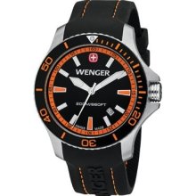 Wenger Mens Sea Force Analog Stainless Watch - Black Rubber Strap - Black Dial - 0641.102