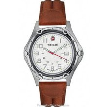 Wenger Men's Standard Issue XL - White Dial - Brown Leather Strap -