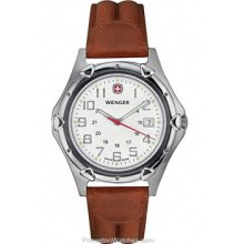 Wenger Men's Standard Issue XL White Dial Brown Leather 73110